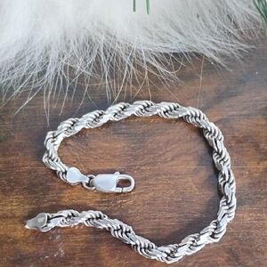 Vintage Sterling Silver Men's Twisted Chain Bracelet